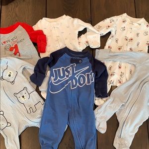 Lot of 6 newborn baby boy one piece carters styles